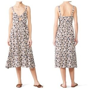 NWT Anthropologie‎ JOA Sz S Linen Blend Lawn Party Midi Cottagecore Floral Dress